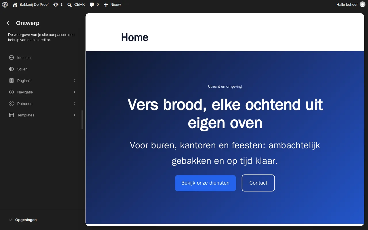 De editor met het ontwerp Klein bedrijf