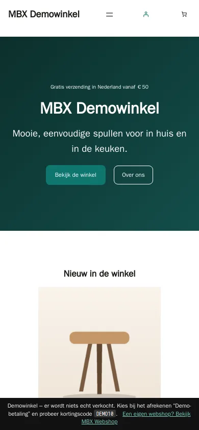 De demowinkel op een telefoon